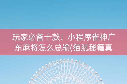 玩家必备十款！小程序雀神广东麻将怎么总输(猫腻秘籍真的有挂)