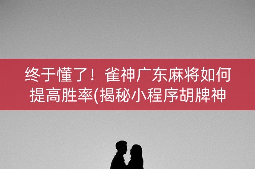 终于懂了！雀神广东麻将如何提高胜率(揭秘小程序胡牌神器)