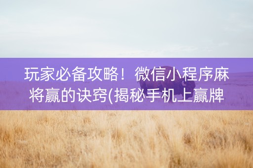 玩家必备攻略！微信小程序麻将赢的诀窍(揭秘手机上赢牌的技巧)