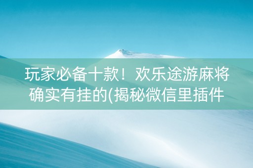 玩家必备十款！欢乐途游麻将确实有挂的(揭秘微信里插件免费)