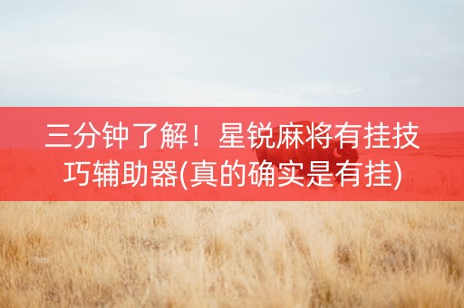 三分钟了解！星锐麻将有挂技巧辅助器(真的确实是有挂)