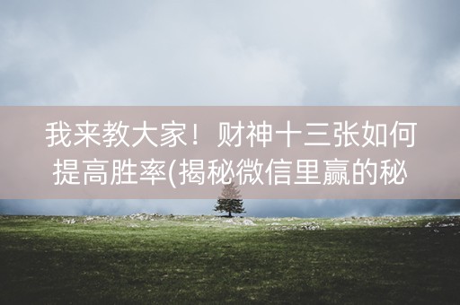 我来教大家！财神十三张如何提高胜率(揭秘微信里赢的秘诀)