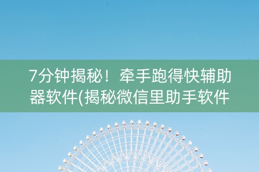 7分钟揭秘！牵手跑得快辅助器软件(揭秘微信里助手软件)