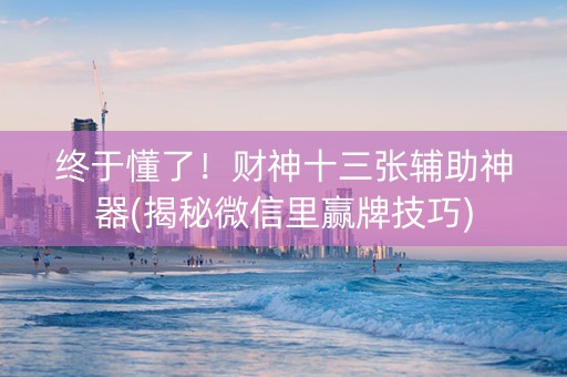 终于懂了！财神十三张辅助神器(揭秘微信里赢牌技巧)