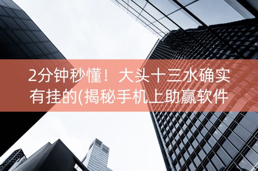 2分钟秒懂！大头十三水确实有挂的(揭秘手机上助赢软件)