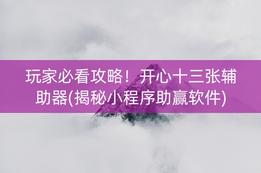 玩家必看攻略！开心十三张辅助器(揭秘小程序助赢软件)