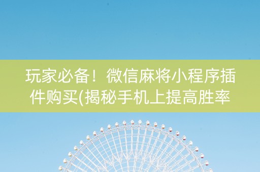 玩家必备！微信麻将小程序插件购买(揭秘手机上提高胜率)