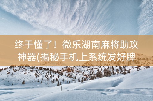 终于懂了！微乐湖南麻将助攻神器(揭秘手机上系统发好牌)