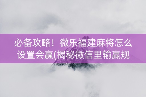 必备攻略！微乐福建麻将怎么设置会赢(揭秘微信里输赢规律)