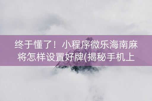 终于懂了！小程序微乐海南麻将怎样设置好牌(揭秘手机上自建房怎么赢)