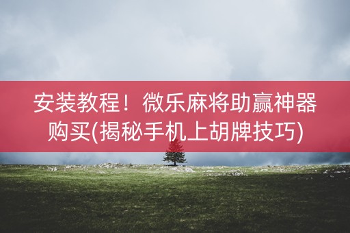 安装教程！微乐麻将助赢神器购买(揭秘手机上胡牌技巧)