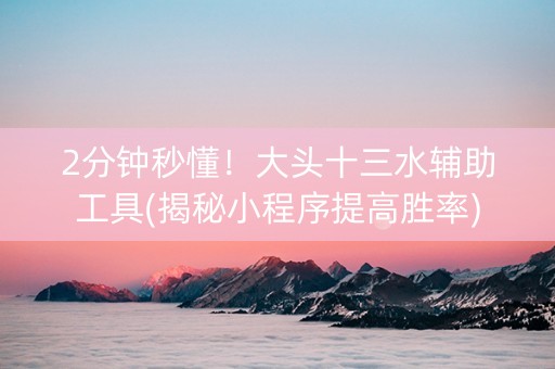 2分钟秒懂！大头十三水辅助工具(揭秘小程序提高胜率)