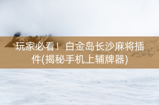 玩家必看！白金岛长沙麻将插件(揭秘手机上辅牌器)