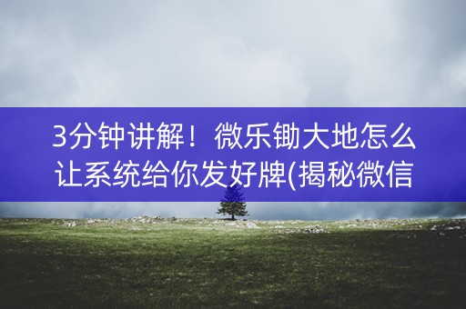 3分钟讲解！微乐锄大地怎么让系统给你发好牌(揭秘微信里助赢神器)