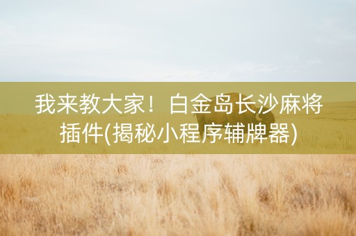 我来教大家！白金岛长沙麻将插件(揭秘小程序辅牌器)