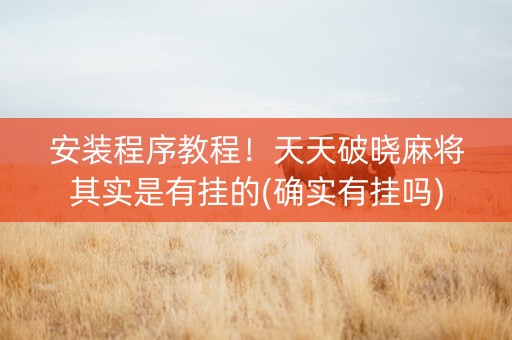 安装程序教程！天天破晓麻将其实是有挂的(确实有挂吗)