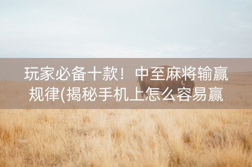 玩家必备十款！中至麻将输赢规律(揭秘手机上怎么容易赢)