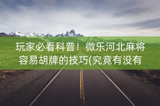玩家必看科普！微乐河北麻将容易胡牌的技巧(究竟有没有挂)