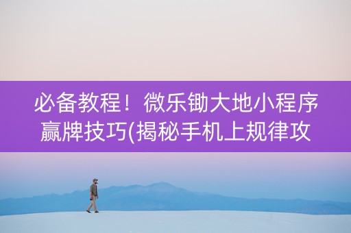 必备教程！微乐锄大地小程序赢牌技巧(揭秘手机上规律攻略)