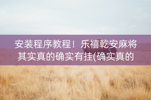 安装程序教程！乐禧乾安麻将其实真的确实有挂(确实真的有挂)