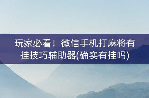 玩家必看！微信手机打麻将有挂技巧辅助器(确实有挂吗)