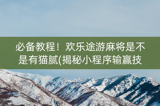 必备教程！欢乐途游麻将是不是有猫腻(揭秘小程序输赢技巧)