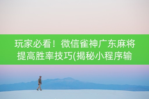玩家必看！微信雀神广东麻将提高胜率技巧(揭秘小程序输赢规律)