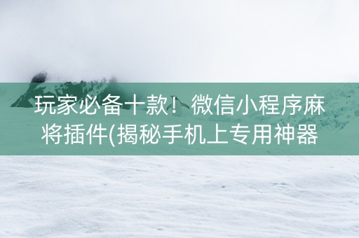 玩家必备十款！微信小程序麻将插件(揭秘手机上专用神器下载)