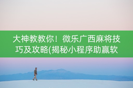 大神教教你！微乐广西麻将技巧及攻略(揭秘小程序助赢软件)