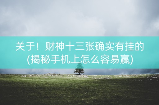 关于！财神十三张确实有挂的(揭秘手机上怎么容易赢)