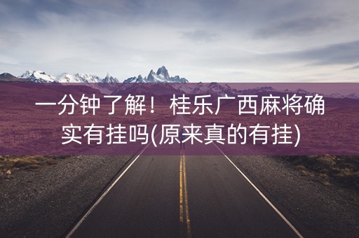 一分钟了解！桂乐广西麻将确实有挂吗(原来真的有挂)