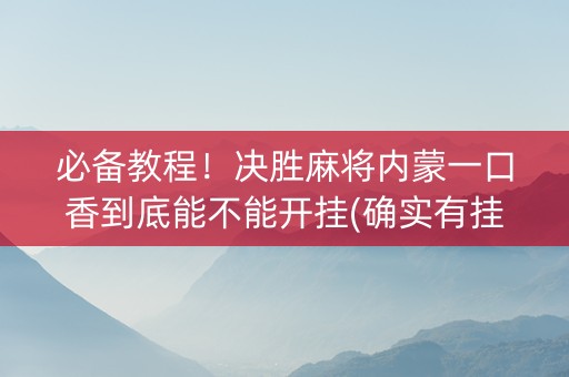 必备教程！决胜麻将内蒙一口香到底能不能开挂(确实有挂)