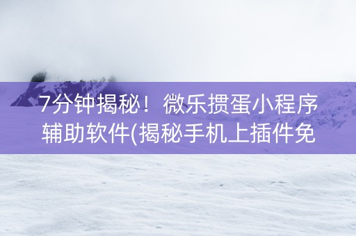 7分钟揭秘！微乐掼蛋小程序辅助软件(揭秘手机上插件免费)