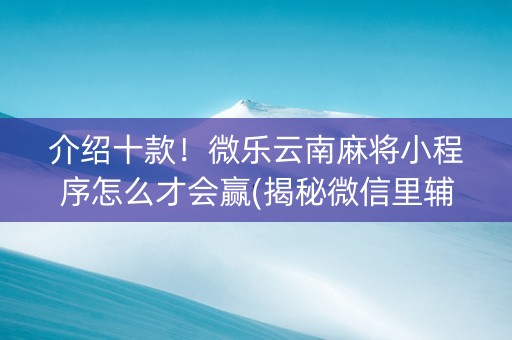 介绍十款！微乐云南麻将小程序怎么才会赢(揭秘微信里辅牌器)