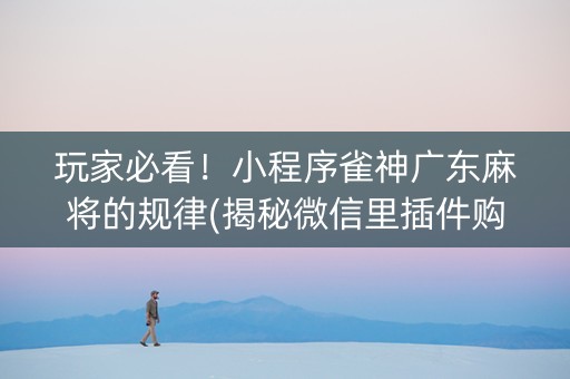玩家必看！小程序雀神广东麻将的规律(揭秘微信里插件购买)
