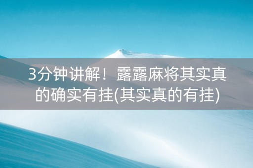3分钟讲解！露露麻将其实真的确实有挂(其实真的有挂)