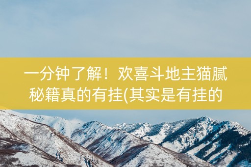 一分钟了解！欢喜斗地主猫腻秘籍真的有挂(其实是有挂的)