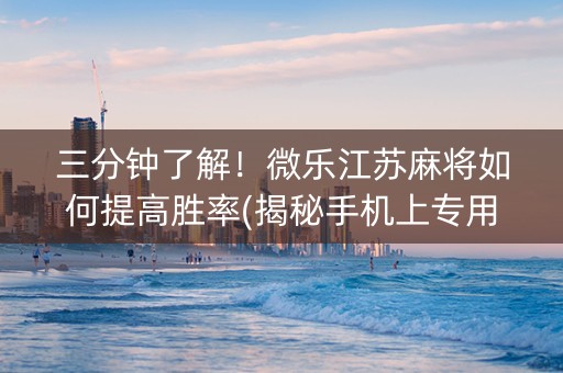 三分钟了解！微乐江苏麻将如何提高胜率(揭秘手机上专用神器下载)