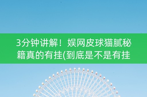 3分钟讲解！娱网皮球猫腻秘籍真的有挂(到底是不是有挂)