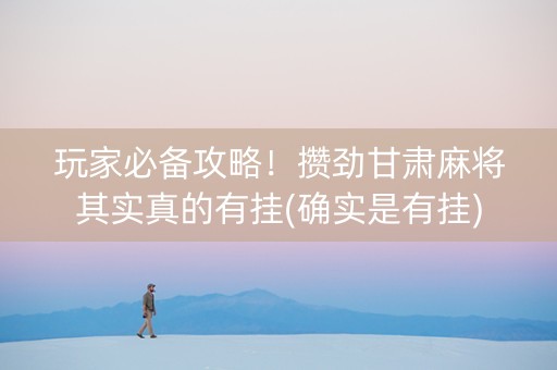 玩家必备攻略！攒劲甘肃麻将其实真的有挂(确实是有挂)
