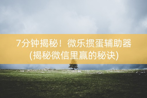 7分钟揭秘！微乐掼蛋辅助器(揭秘微信里赢的秘诀)