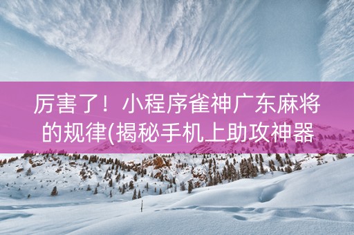 厉害了！小程序雀神广东麻将的规律(揭秘手机上助攻神器)