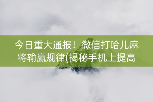 今日重大通报！微信打哈儿麻将输赢规律(揭秘手机上提高胜率)