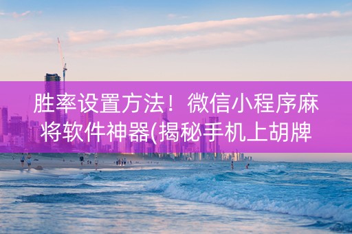 胜率设置方法！微信小程序麻将软件神器(揭秘手机上胡牌神器)
