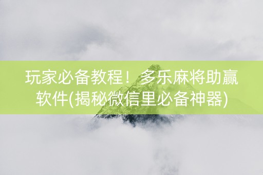 玩家必备教程！多乐麻将助赢软件(揭秘微信里必备神器)