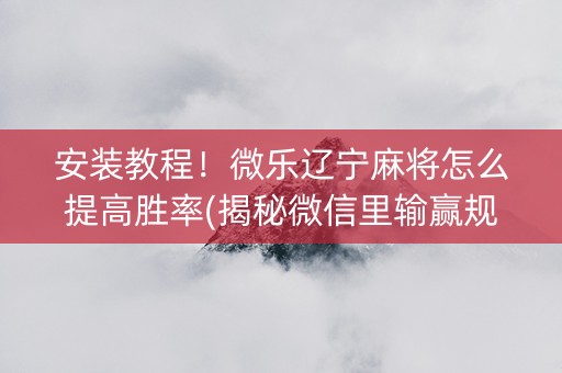 安装教程！微乐辽宁麻将怎么提高胜率(揭秘微信里输赢规律)