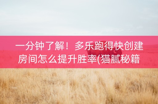 一分钟了解！多乐跑得快创建房间怎么提升胜率(猫腻秘籍真的有挂)