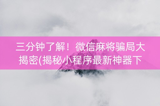 三分钟了解！微信麻将骗局大揭密(揭秘小程序最新神器下载)