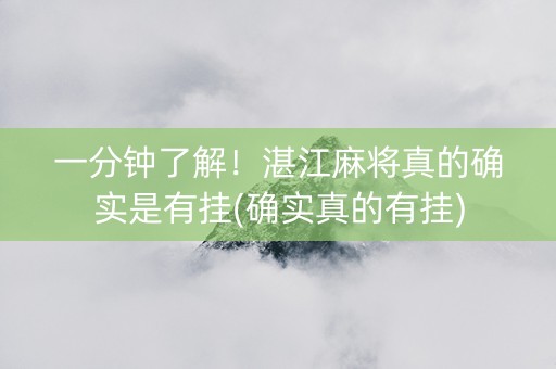 一分钟了解！湛江麻将真的确实是有挂(确实真的有挂)