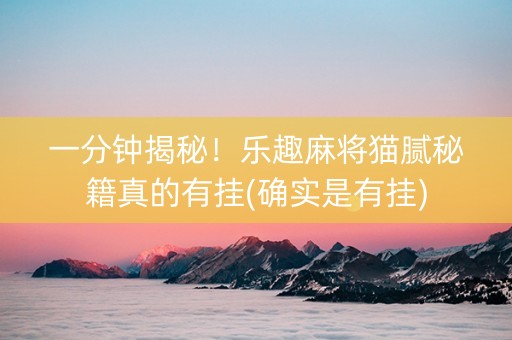 一分钟揭秘！乐趣麻将猫腻秘籍真的有挂(确实是有挂)